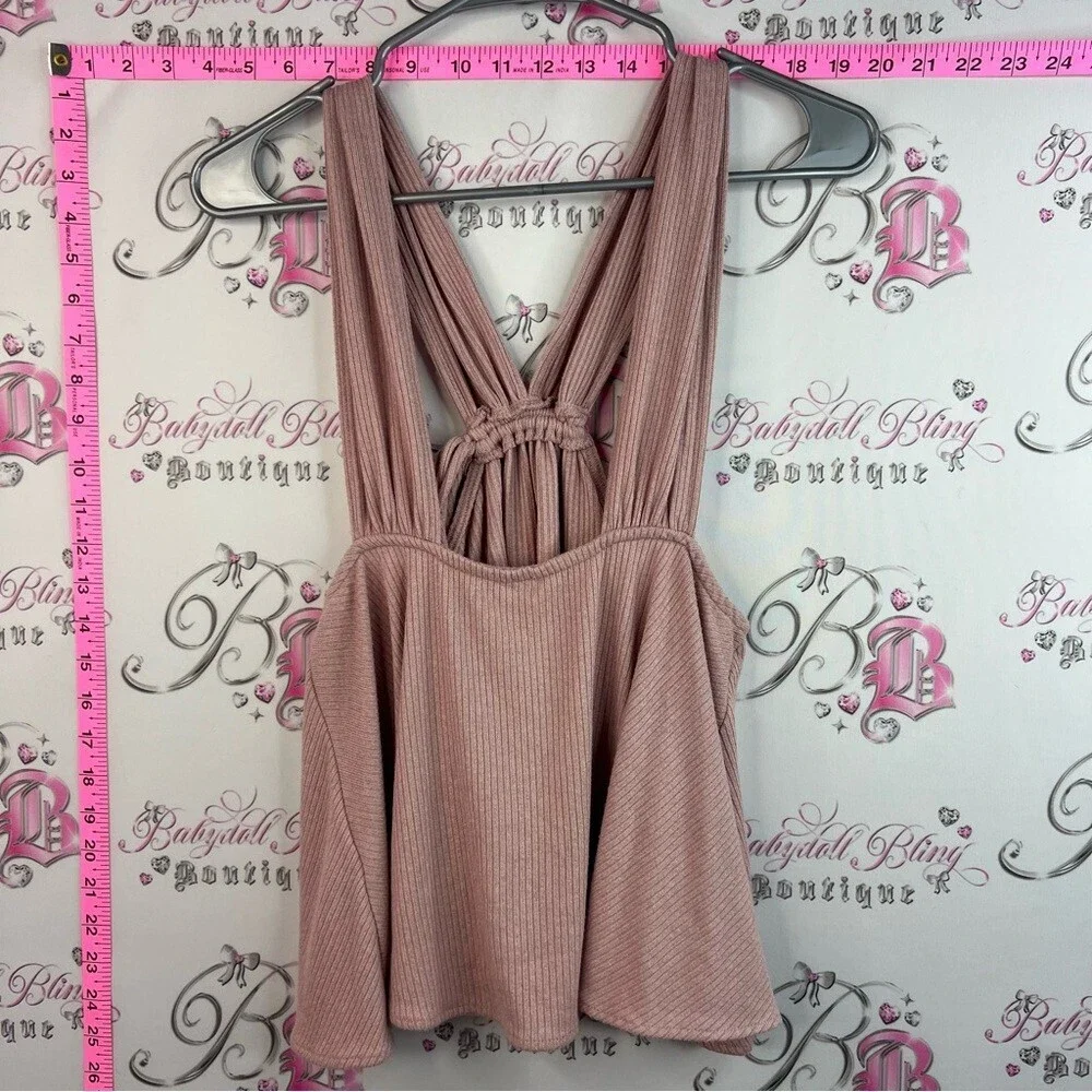 Free people set Mauve Ribbed 2-piece Pants and Top set with Sweetheart Neckline